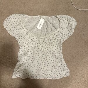 John Galt White Floral Women's Top